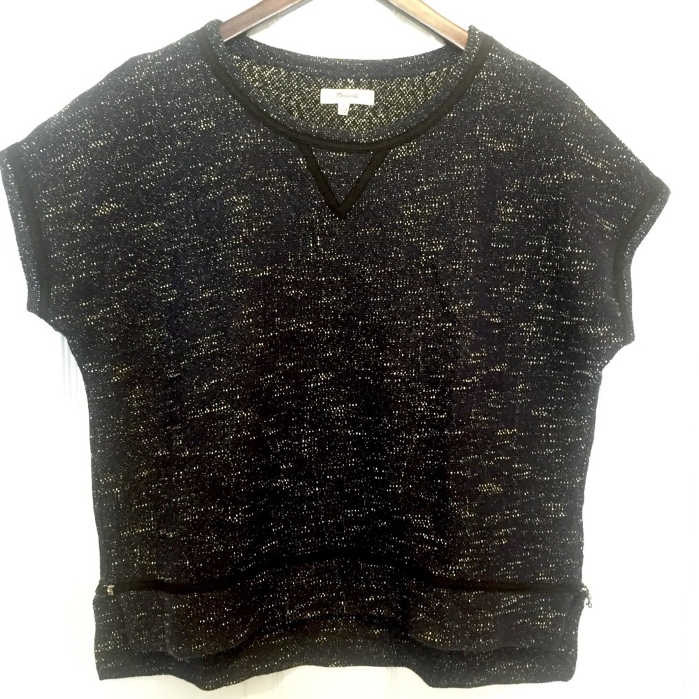 Madewell navy thick cotton high-low pullover. L